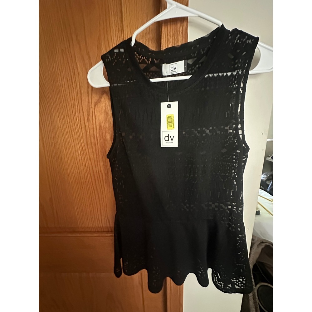 Dolce Vita DV Womens Black Lace Crochet Peplum Sleeveless Top REAGINA-2 S NWT